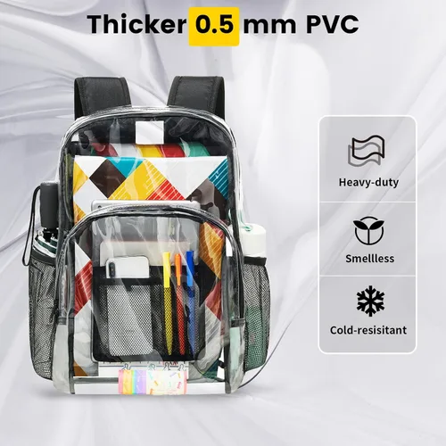 Miniatura 4 de Vorspack Mochila transparente resistente - Mochila transparente de PVC grande para libros para trabajo universitario