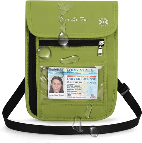 Miniatura 15 de Soporte para pasaporte para viajes, cartera de pasaporte RFID con diseño de ventana visual, organizador de documentos multifuncional, bolsa de viaje