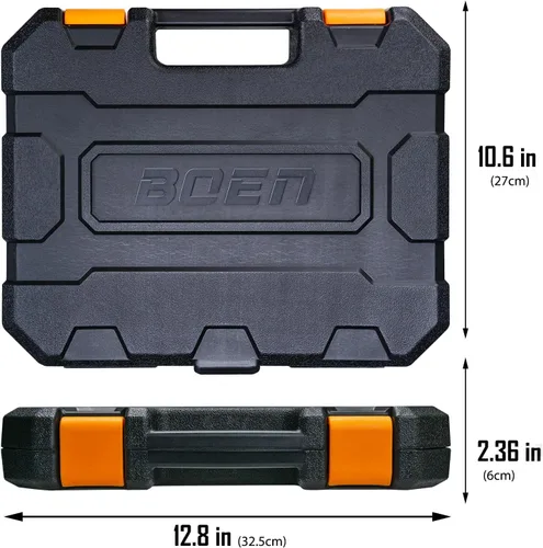 Miniatura 7 de BOEN Juego de llaves métricas de impacto profundo de 1/2 pulgada, juego de 20 piezas de acero Cr-V de 0.394 a 0.994 pulgadas, incluye barras