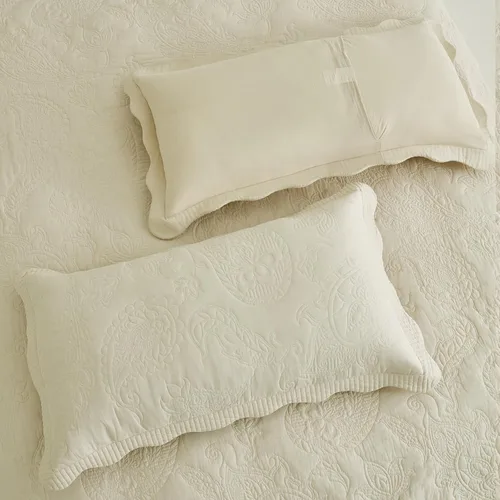 Miniatura 7 de Colcha extragrande de algodón tamaño King, diseño reversible de patrón paisley, funda de ropa de cama ligera, juego de 5 piezas, color caqui