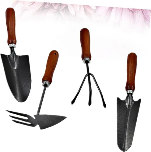 Miniatura 3 de NUOBESTY 4pcs Thickened Mini Iron Shovel Garden Tool Set with Handles Planting and Weeding Spade Kit for Seedling Transplanting and Cultivating