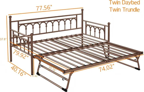 Miniatura 2 de Sofá cama individual con cama nido, cama de día con cama nido, cama individual con soporte de listones de acero, cama individual con nido emergente