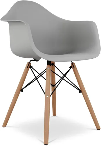 Miniatura 4 de Sillones piramidales de plástico y madera de haya de 17.5" en azul (juego de 2)