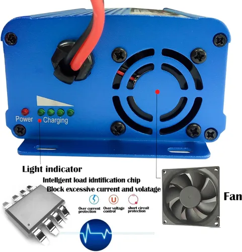Miniatura 8 de Cargador de batería de 24V, cargador de batería inteligente automático, mantenedor, cargador de goteo de 5A e interruptor de E/S con clips