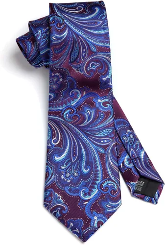 Miniatura 21 de HISDERN Corbatas para hombre, corbata de cachemira y bolsillo cuadrado tejido clásico floral para hombre, corbata de fiesta de boda