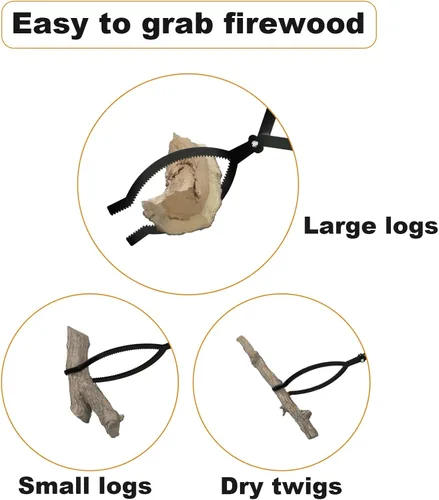 Miniatura 4 de Pinzas para Leña de Servicio Pesado – Pinzas Grandes para Chimenea de 42" Agarrador de Troncos con Forma de Tijera Serrada, Pinzas Portátiles