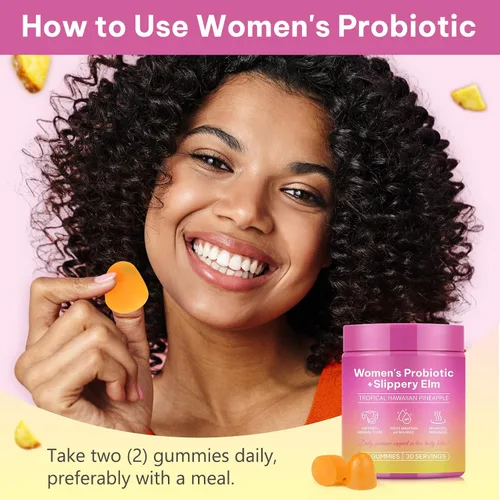 Miniatura 2 de Daiasns Gomitas de probióticos femeninos: gomitas probióticas de piña para mujeres, con olmo resbaladizo, apoyo al equilibrio del pH, lactobacillus