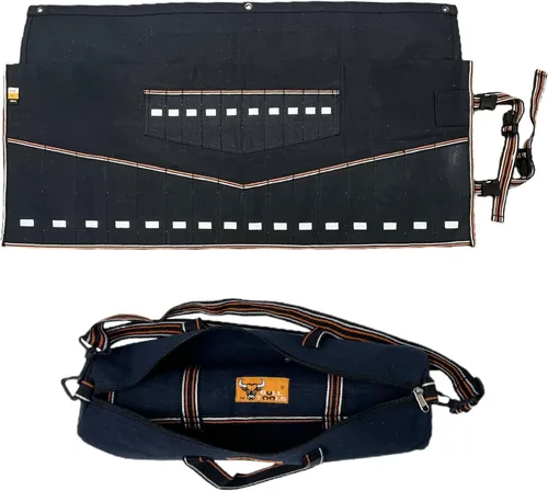 Miniatura 9 de BULL TOOLS Organizador de Rollo de Herramientas con 26 Bolsillos para Llaves, Métrico y SAE, Lona de Algodón Durable, Bolsa de Herramientas Oliva