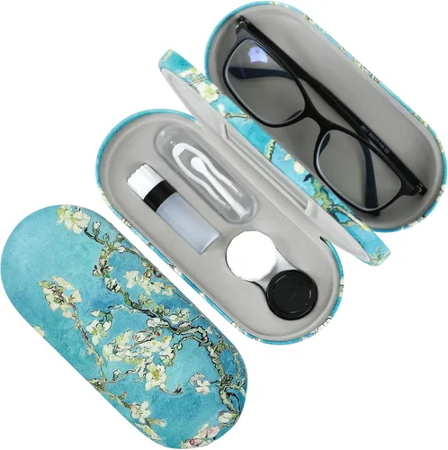 Miniatura 8 de Estuche 2 en 1 para Lentes de Contacto y Anteojos para Mujeres, Hombres y Niños, Estuche Duro Portátil de Doble Cara para Anteojos de Viaje