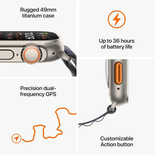 Miniatura 5 de Apple Watch Ultra 2 [GPS + Celular 49mm] Smartwatch con carcasa de titanio resistente y correa Alpine Loop Indigo pequeña. Rastreador de fitness