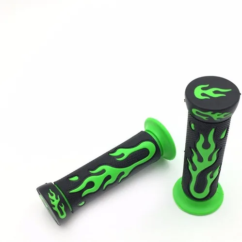Miniatura 2 de Empuñaduras de manillar de gel de 7/8" 22 mm con diseño de llama verde, compatibles con Kawasaki Suzuki ATV KTV Scooter [B01MYO5DBN]