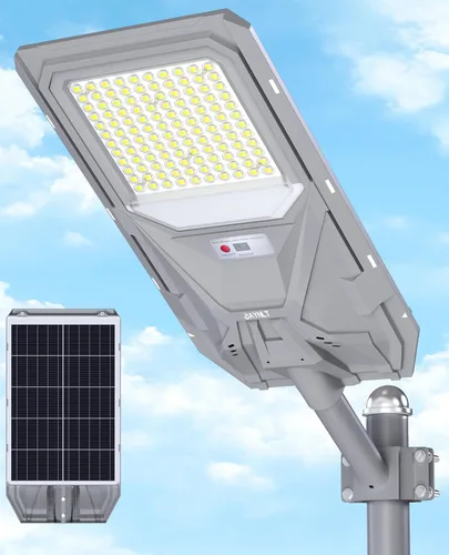JAYNLT X-8500W Luces de calle solares, luz de estacionamiento comercial de 6500K del atardecer al amanecer, luz de calle de inundación de seguridad