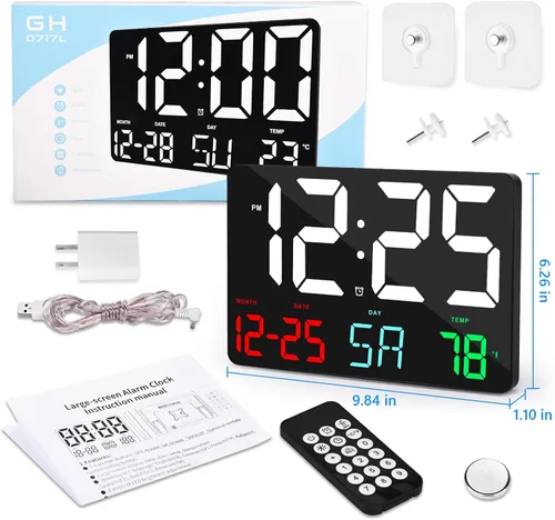 Miniatura 8 de Amgico Reloj despertador digital con repetición, temperatura, atenuación automática, calendario de pantalla grande de 11.5 pulgadas, reloj