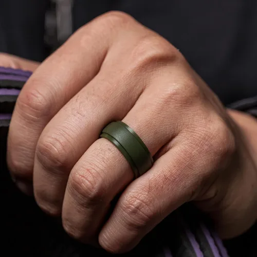 Miniatura 57 de ThunderFit Anillos de boda de silicona para hombre, 0.394 in de ancho y 0.098 in de grosor, paquete múltiple de variedad 1-7
