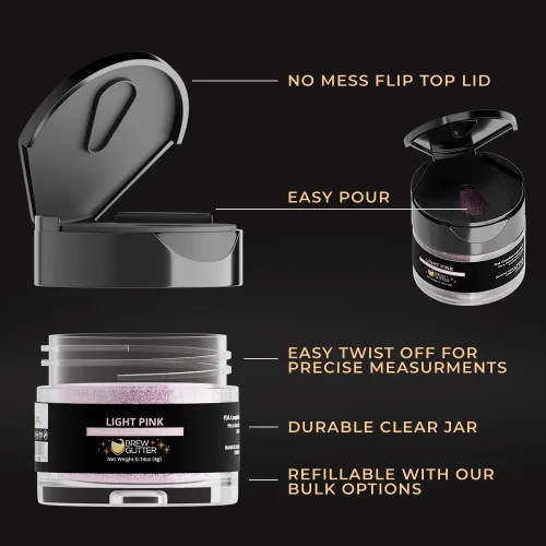 Miniatura 6 de Brew Glitter - Purpurina comestible rosa claro para bebidas, cócteles, cerveza y bebidas 1 frasco de 4g