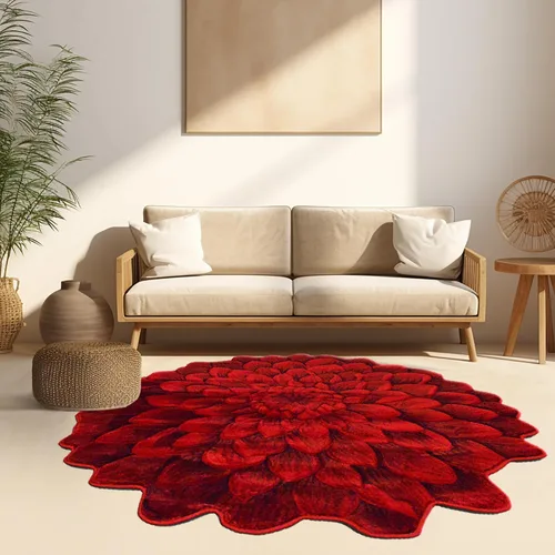 Miniatura 14 de Alfombra redonda de 2 pies con forma de flor, bonita alfombra de felpa con forma de flor, para dormitorio, suelo, sala de estar, alfombra 303 beige