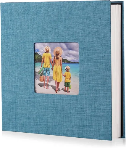 Miniatura 26 de HoneyTolly Álbum de fotos autoadhesivo para fotos de 4 x 6 imágenes, cubierta magnética de lino, 15 hojas/30 páginas en blanco para bodas Beige claro
