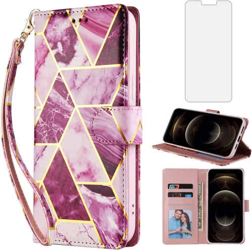 Miniatura 9 de Funda compatible con iPhone 12 Pro Max 6.7 y protector de pantalla de vidrio templado, funda de cuero con tapa para iPhone 12promax 5G i 12s Plus