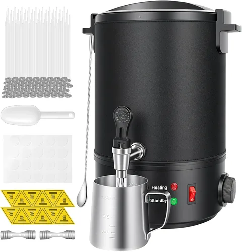 Faazy Derretidor de cera de 13 libras para hacer velas, cera eléctrica grande con control de temperatura y boquilla de vertido sin obstrucciones,