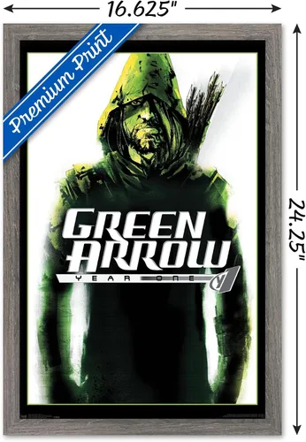 Miniatura 3 de Trends International DC Comics - Póster de pared con diseño de flecha verde, año uno, 14.725 x 22.375 pulgadas, versión enmarcada de madera