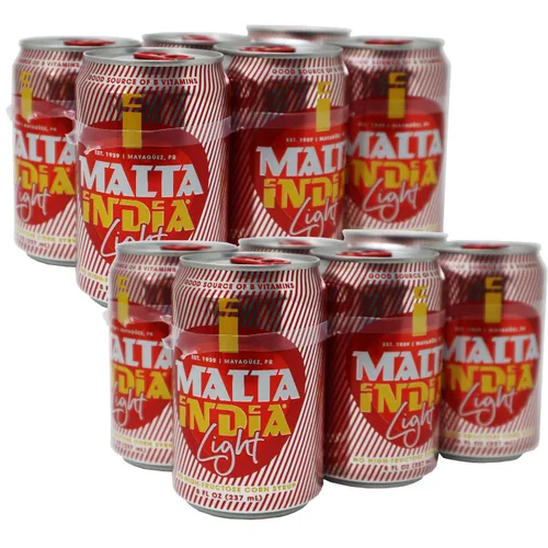 Malta India Light - Bebida de malta famosa de Puerto Rico, latas de 8 onzas, 48 onzas líquidas por paquete de seis (2 unidades)
