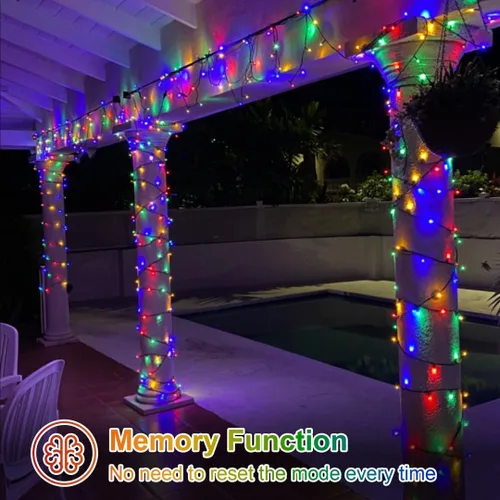 Miniatura 4 de QITONG Guirnalda de 500 luces LED de Navidad de 165 pies para exteriores, impermeable, luces multicolor con 8 modos, cable verde, luces parpadeantes