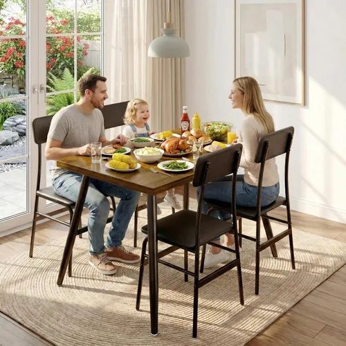 Miniatura 11 de Gizoon Juego de mesa de comedor para 4, moderno juego de mesa y sillas de cocina de 5 piezas, espacio pequeño Comedor de 4 Sillas y Mesa, marco
