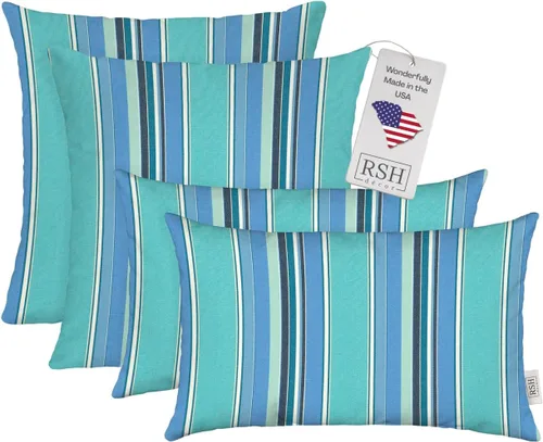 Miniatura 34 de RSH DECOR: Sunbrella Lumbar & Square Pillows Set of 4 20" x 12" & 17" x 17" Water & Fade-Resistant Fabric Outdoor Throw Pillows for Patio