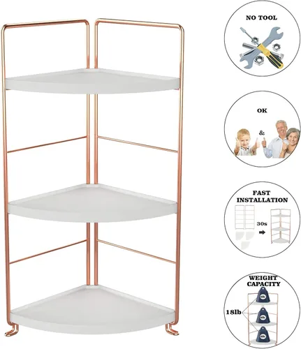 Miniatura 5 de Organizador de encimera de baño de 3 niveles, bandeja de tocador, almacenamiento de cosméticos y maquillaje, estante de pie para especias de cocina
