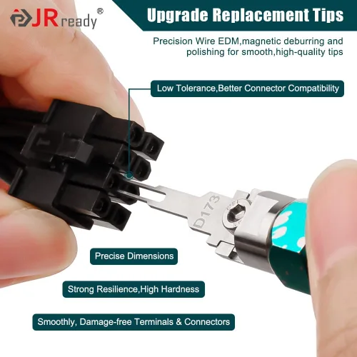 Miniatura 3 de JRready ST5255-05 Kit de herramientas extractoras de pines Herramienta de extracción de terminales con 5 puntas de repuesto para Molex Mini-Fit Jr.