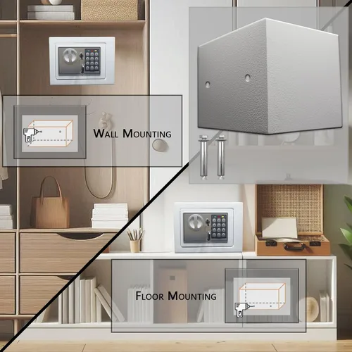 Miniatura 3 de Yuanshikj Caja de seguridad digital electrónica de lujo con teclado, para hogar, oficina, hotel, negocios, joyas, pistola, almacenamiento de Blanco