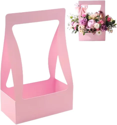 Miniatura 8 de BBJ WRAPS Bolsas de regalo de papel artesanal para ramo de flores, ramo de floristería, bolsa de embalaje con asa, 5 unidades (negro)