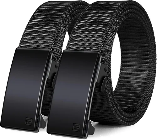 Miniatura 11 de WONDAY Paquete de 2 cinturones de trinquete para hombre, cinturones de nailon con hebilla de liberación rápida para golf, trabajo, uso táctico casual