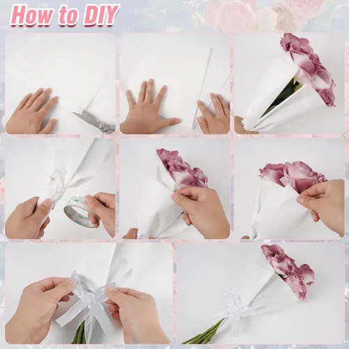 Miniatura 5 de Wiaregom 20 hojas de papel de regalo para ramos, papel de embalaje de flores impermeable, suministros de ramo de floristería, embalaje de regalo