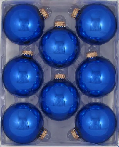 Christmas by Krebs - Esferas de vidrio para Navidad, fabricadas en Estados Unidos, de diseño y sin uniones Brillante Victoria Azul