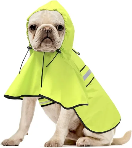 Miniatura 19 de Impermeable reflectante para perros – Impermeable ajustable para perros, impermeable ligero con capucha para perro, poncho chubasquero, chaqueta