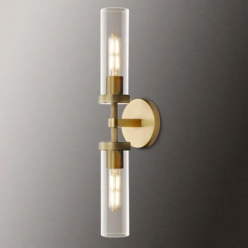 Miniatura 11 de Apliques de Pared Negros Juego de Dos, Aplique de 35.6 cm para Tocador de Baño, Apliques de Pared de Tubo de Vidrio, Iluminación de Apliques