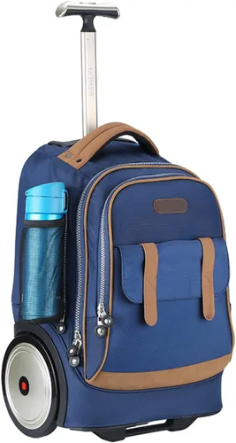 Bolsa con ruedas para laptop de 14 pulgadas, bolsa con ruedas, mochila con ruedas, bolsa de computadora con ruedas de 20 pulgadas (azul)