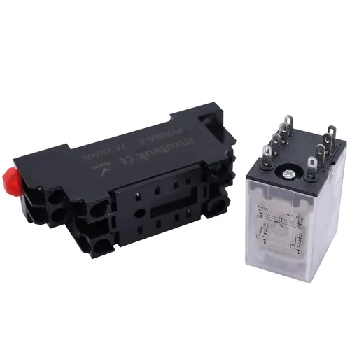 Miniatura 6 de mxuteuk 2 unidades AC12V AC24V AC110V AC220V DC12V DC24V (puedes elegir) LED Indicador Electromagnético Bobina Relé de alimentación DPDT, con base