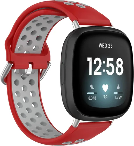 Miniatura 10 de BabyValley Correa compatible con Fitbit Versa 4/Versa 3/Sense Banda de silicona + conector de metal Correa de pulsera transpirable Correa de reloj