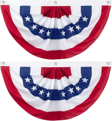 Miniatura 10 de Bandera de abanico plisada estadounidense, 3 x 6 pies, bandera patriótica de Estados Unidos con medio abanico para exteriores, decoraciones