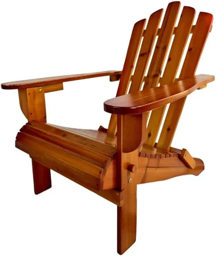 Foldable Wooden Adirondack Chair for Outdoor and Indoor Use, Comfortable Lounge Design with Wide Seat and Armrests, Oak Finish (Oak + Wood)