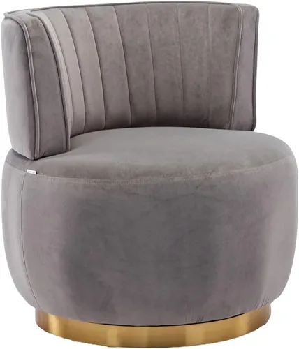 Miniatura 9 de Silla giratoria para sala de estar, moderna silla tapizada de tela de terciopelo con barril redondo, giratoria de 360 grados, pequeña silla de ocio