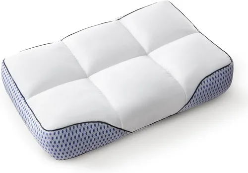 Miniatura 11 de Glaciman Almohada de espuma viscoelástica triturada para personas que duermen de lado y boca arriba - almohada ergonómica firme para aliviar