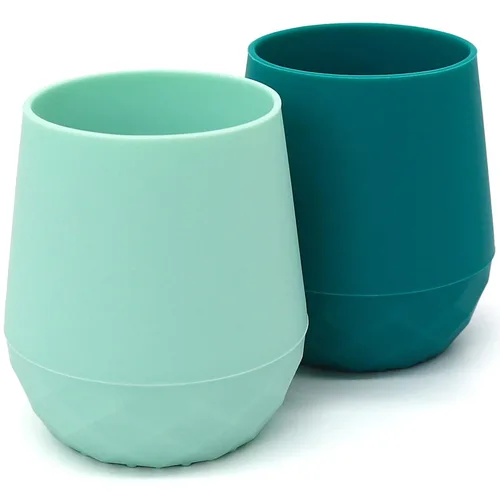 Vasos de entrenamiento de silicona para bebés mayores de 4 meses, paquete de 2 tazas de transición pequeñas para regalo de bebé, taza de agua para