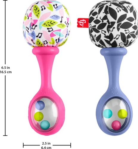 Miniatura 3 de Fisher-Price Juguetes para recién nacidos Rattle ‘n Rock Maracas, 2 Instrumentos Musicales Blandos para el Juego y el Desarrollo de Bebés de 3+