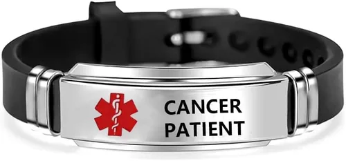 Miniatura 15 de NanMuc Pulsera de identificación de alerta médica roja de primeros auxilios de emergencia grabada con láser Alerta de salud ajustable pulsera