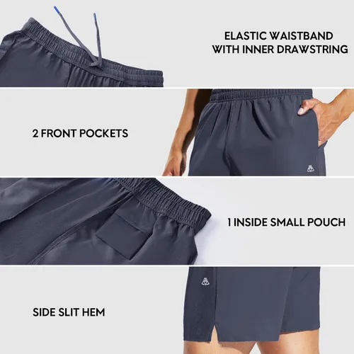 Miniatura 4 de Haimont Pantalones cortos deportivos para hombre de 5 pulgadas para gimnasio, deportes, entrenamiento activo con bolsillos, secado rápido