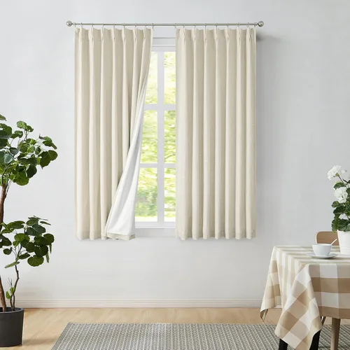Miniatura 38 de Central Park Paneles de cortinas plisadas opacas con textura de lino, con aislamiento térmico y pestaña trasera, para sala de estar o dormitorio