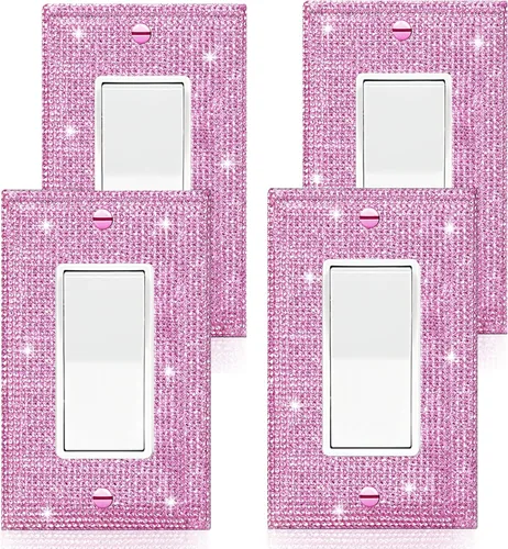 Miniatura 13 de 4 piezas de cubierta de placa de pared de diamantes de imitación de plata brillante 1 Gang cubierta decorativa interruptor de diamantes de imitación
